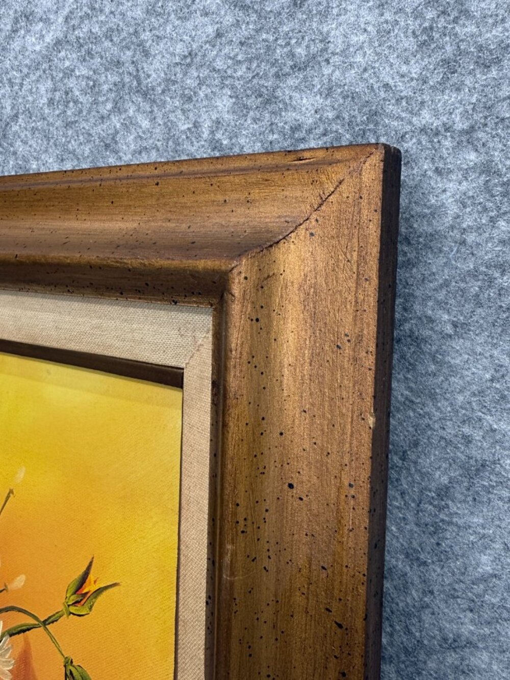 Vintage Floral Still Life Oil Painting Signed Framed Mid Century Yellow Orange - Picture 6 of 14